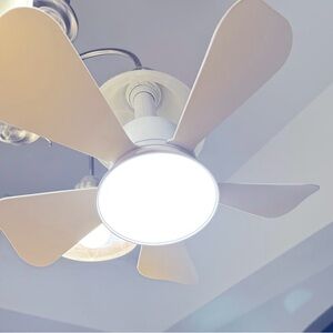 Brand New Socket Ceiling Fan 3-Color LED Light Dimmable Remote Control White